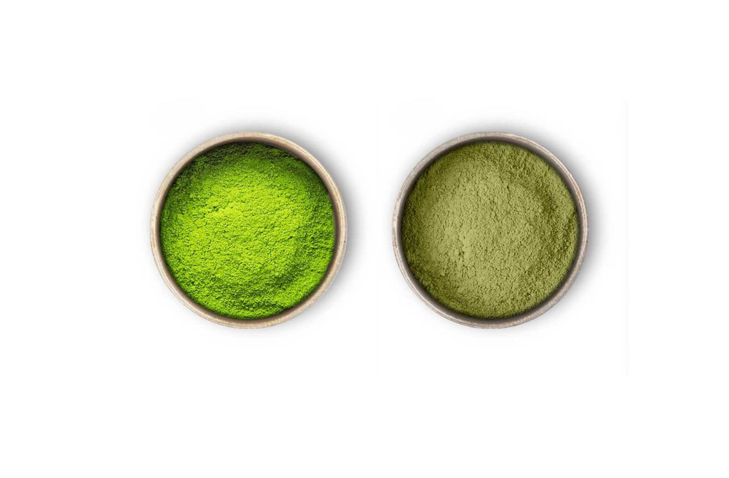 farveforskel mellem ceremoniel matcha-kvalitet og anden kvalitet