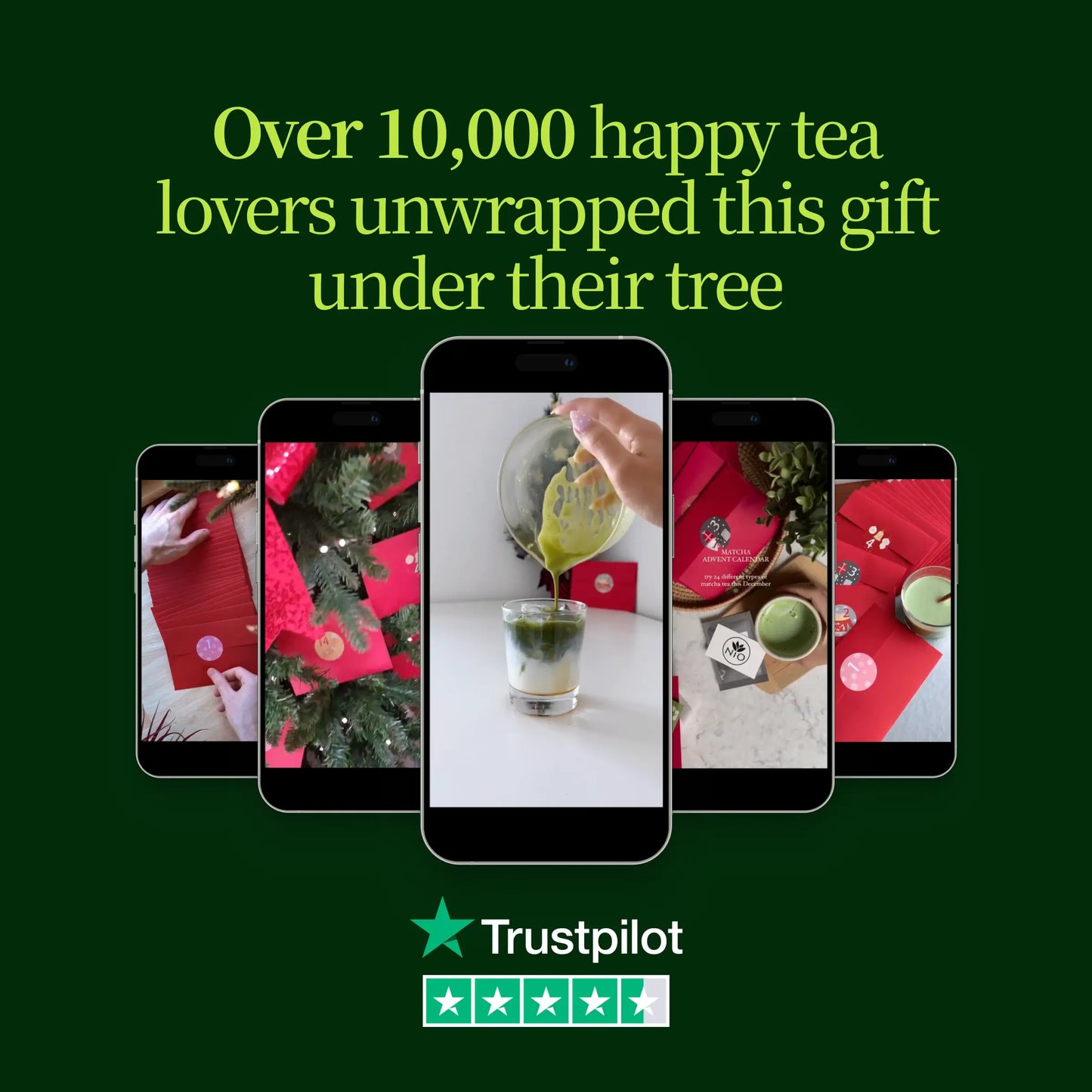 Matcha te-adventskalender 2024 med piskeris, Chawan og Chashaku